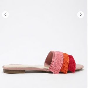 NWOT Forever 21 Tiered Tassel Slides Women 7.5